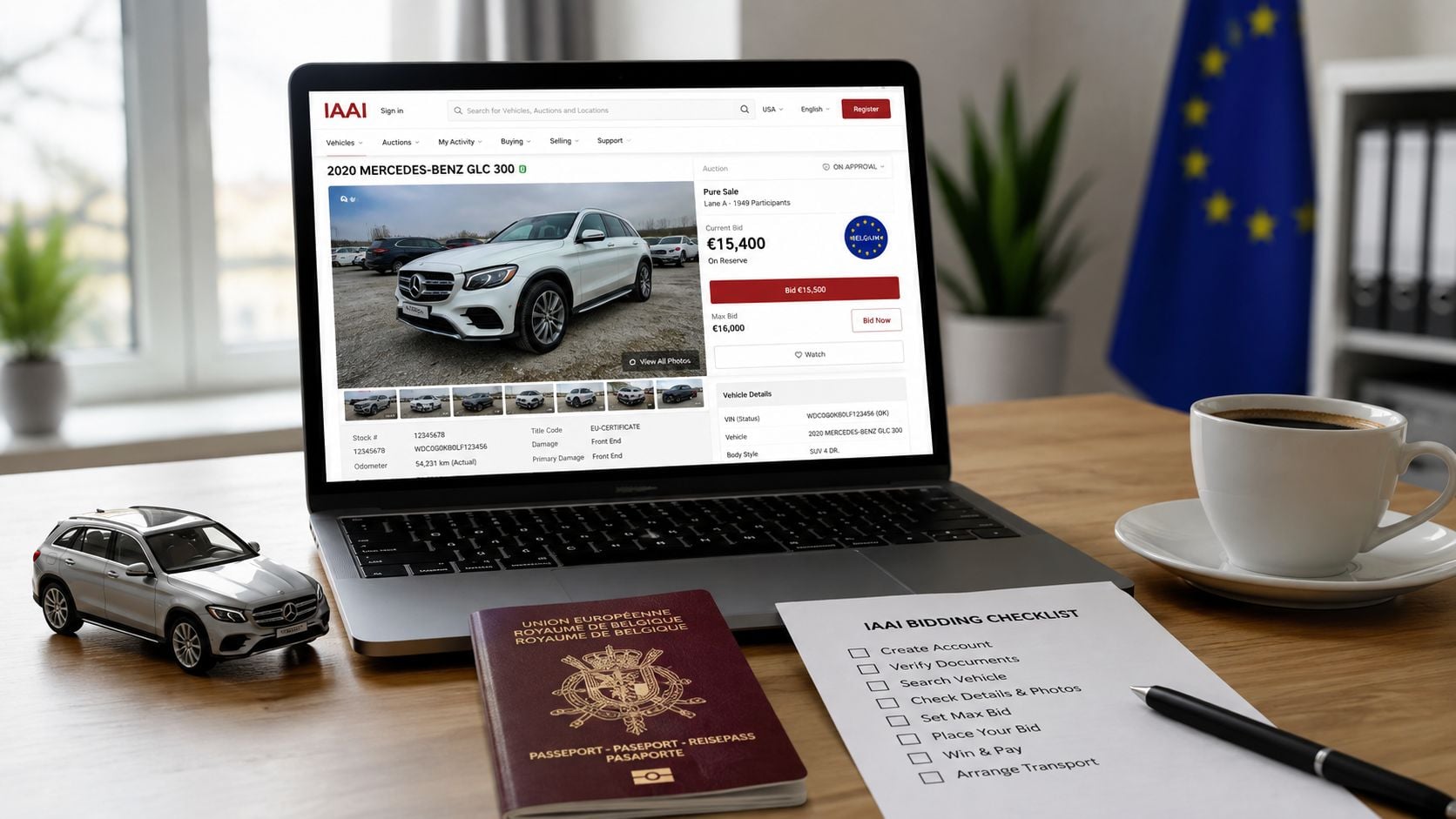 Як робити ставки на IAAI: Практичний посібник для європейських покупців

Цей посібник надає покрокові інструкції для європейських покупців, які бажають робити ставки на аукціонах IAAI (Insurance Auto Auctions, Inc.).

### 1. Реєстрація на IAAI

*   **Відвідайте веб-сайт IAAI:** Перейдіть на [www.iaai.com](http://www.iaai.com).
*   **Натисніть "Register":** Знайдіть кнопку реєстрації, зазвичай розташовану у верхньому правому куті сторінки.
*   **Виберіть тип облікового запису:** Для більшості європейських покупців підійде "Dealer" (дилер) або "Public Buyer" (публічний покупець). Якщо ви плануєте перепродавати автомобілі, виберіть "Dealer".
*   **Заповніть реєстраційну форму:** Вам знадобиться надати особисту інформацію, контактні дані та інформацію про ваш бізнес (якщо застосовно).
*   **Надайте необхідні документи:**
    *   **Ліцензія дилера (якщо ви реєструєтесь як дилер):** Це може бути ваша національна ліцензія на торгівлю автомобілями.
    *   **Податковий номер (VAT/TVA/MwSt тощо):** Ваш номер платника податків.
    *   **Ідентифікаційний документ:** Паспорт або посвідчення особи.
*   **Сплатіть реєстраційний збір:** IAAI стягує щорічний збір за реєстрацію.
*   **Дочекайтеся підтвердження:** Після подання заявки та документів IAAI перевірить вашу інформацію. Це може зайняти кілька днів.

### 2. Пошук автомобілів

*   **Використовуйте фільтри пошуку:** На сайті IAAI ви можете шукати автомобілі за маркою, моделлю, роком випуску, типом кузова, місцем розташування та іншими критеріями.
*   **Переглядайте деталі лота:** Для кожного автомобіля доступна детальна інформація, включаючи:
    *   Фотографії та відео
    *   Опис пошкоджень
    *   Історія автомобіля (якщо доступна)
    *   Статус лота (наприклад, "Clean Title", "Salvage Title", "Rebuilt Title")
    *   Дата та час аукціону
*   **Зверніть увагу на "Bidder Type":** Деякі лоти можуть вимагати певного типу ліцензії для участі в торгах.

### 3. Розуміння термінології аукціону

*   **"As-Is, Where-Is":** Автомобіль продається в поточному стані та в поточному місці.
*   **"Salvage Title":** Автомобіль був визнаний страховою компанією як тотальний збиток.
*   **"Clean Title":** Автомобіль не має серйозних пошкоджень, що впливають на його статус.
*   **"Rebuilt Title":** Автомобіль з "Salvage Title", який був відремонтований і пройшов інспекцію.
*   **"Run and Drive":** Автомобіль заводиться і їде.
*   **"No Run":** Автомобіль не заводиться.

### 4. Процес торгів

*   **"Buy It Now":** Деякі лоти мають опцію "Купити зараз" за фіксованою ціною.
*   **"Place Bid":** Ви можете робити ставки на лот.
*   **"Proxy Bid":** Ви встановлюєте максимальну суму, яку готові заплатити, а система автоматично робитиме ставки за вас до досягнення цього ліміту.
*   **"Live Auction":** Аукціони, що проходять у реальному часі.
*   **"Virtual Bidding":** Ви можете робити ставки онлайн до початку або під час живого аукціону.

### 5. Фінансування та оплата

*   **Депозит:** Для участі в торгах може знадобитися внести депозит.
*   **Способи оплати:** IAAI приймає різні способи оплати, включаючи банківські перекази.
*   **Терміни оплати:** Зазвичай оплата повинна бути здійснена протягом певного терміну після виграшу лота (наприклад, 2-3 робочих дні).
*   **Комісії:** Крім ціни автомобіля, будуть стягуватися комісії IAAI та, можливо, комісії продавця.

### 6. Доставка та експорт

*   **Вибір перевізника:** Вам потрібно буде організувати доставку автомобіля з місця аукціону до вашого пункту призначення в Європі.
*   **Міжнародна доставка:** Розгляньте компанії, що спеціалізуються на міжнародній автомобільній доставці.
*   **Митне оформлення:** Вам потрібно буде пройти процедуру митного оформлення в країні призначення. Це включає сплату митних зборів та податків.
*   **Документи для експорту:** IAAI надасть документи, необхідні для експорту автомобіля.

### 7. Важливі поради для європейських покупців

*   **Вивчіть місцеве законодавство:** Ознайомтеся з правилами імпорту автомобілів та вимогами до реєстрації у вашій країні.
*   **Враховуйте додаткові витрати:** Крім ціни автомобіля, враховуйте витрати на доставку, митні збори, податки, ремонт та можливі комісії.
*   **Перевіряйте стан автомобіля:** Якщо можливо, скористайтеся послугами інспектора або перевізника, щоб оцінити стан автомобіля перед торгами.
*   **Будьте обережні з "Salvage Title":** Ремонт автомобілів з таким типом титулу може бути дорогим і складним.
*   **Слідкуйте за обмінними курсами:** Курси валют можуть вплинути на кінцеву вартість автомобіля.

Цей посібник є загальним оглядом. Завжди перевіряйте актуальну інформацію на веб-сайті IAAI та консультуйтеся з фахівцями з питань доставки та митного оформлення.